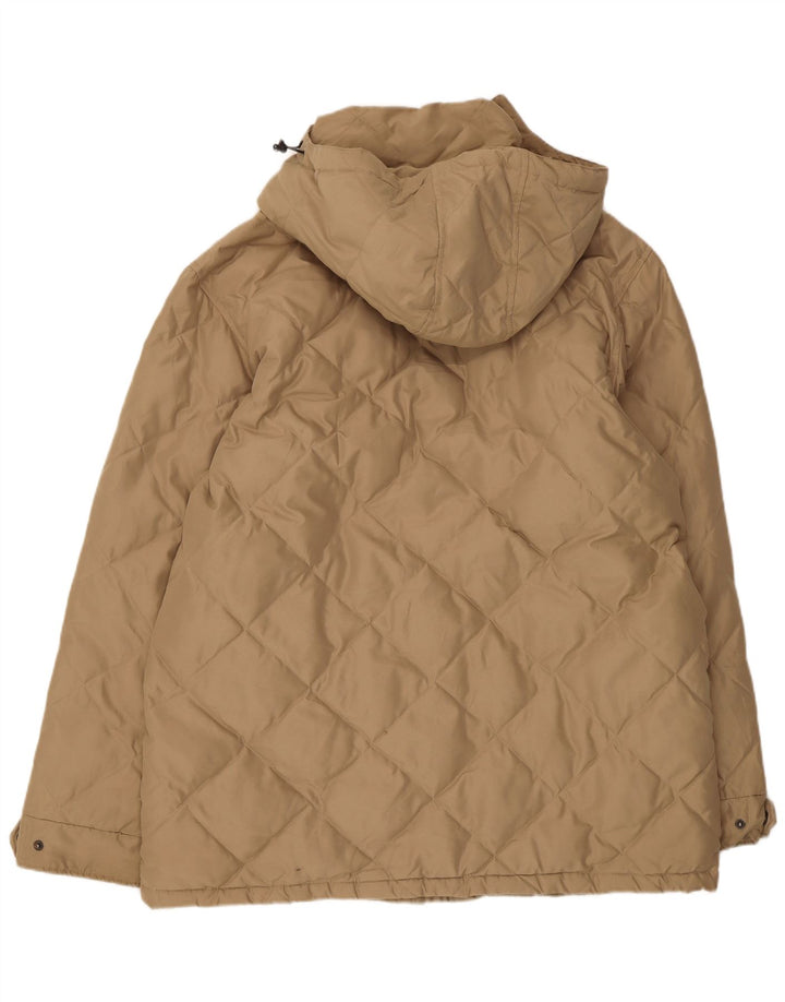Sergio Tacchini Mens Hooded Quilted Jacket UK 44 2XL Beige Polyester