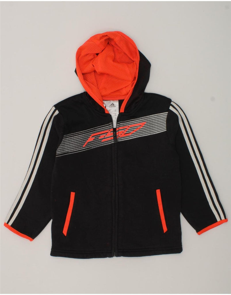 ADIDAS Boys Hooded Tracksuit Top Jacket 3-4 Years Black Cotton | Vintage Adidas | Thrift | Second-Hand Adidas | Used Clothing | Messina Hembry 