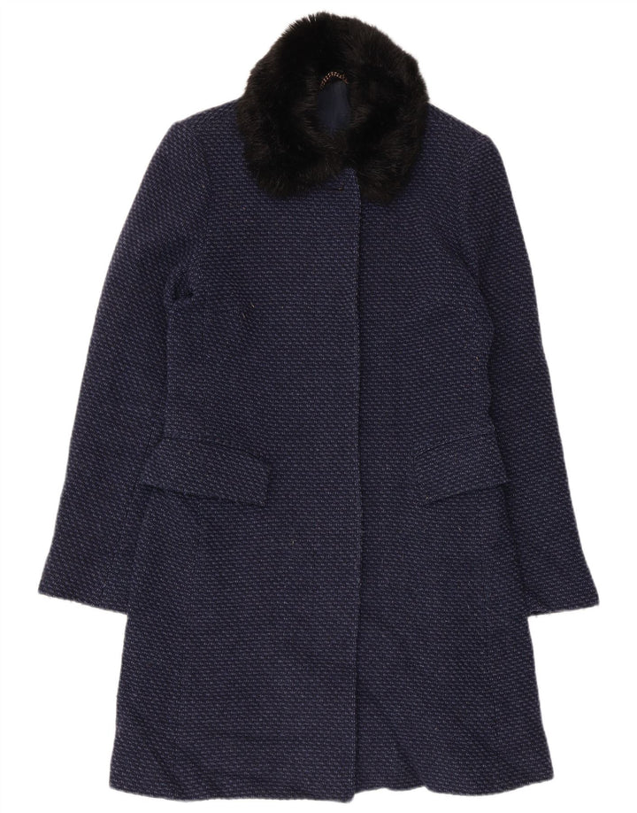 Jigsaw Womens Overcoat UK 8 Small Navy Blue Flecked