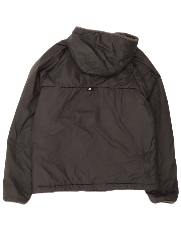 Nike Mens Hooded Padded Jacket UK 38 Medium Grey Polyester