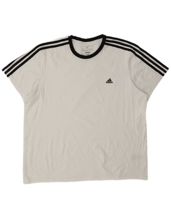 Adidas Womens T-Shirt Top UK 20/22 XL White Cotton