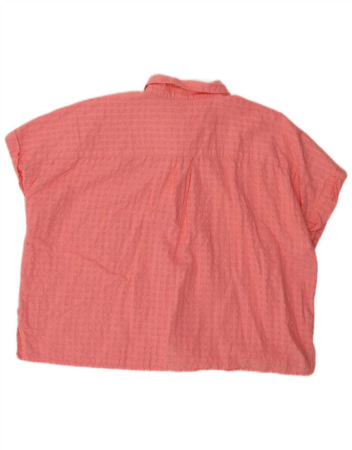 Levi's Womens Short Sleeve Oversized Shirt UK 16 Large Pink Check