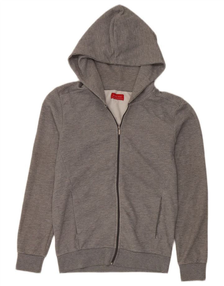 Zara Mens Zip Hoodie Sweater Small Grey