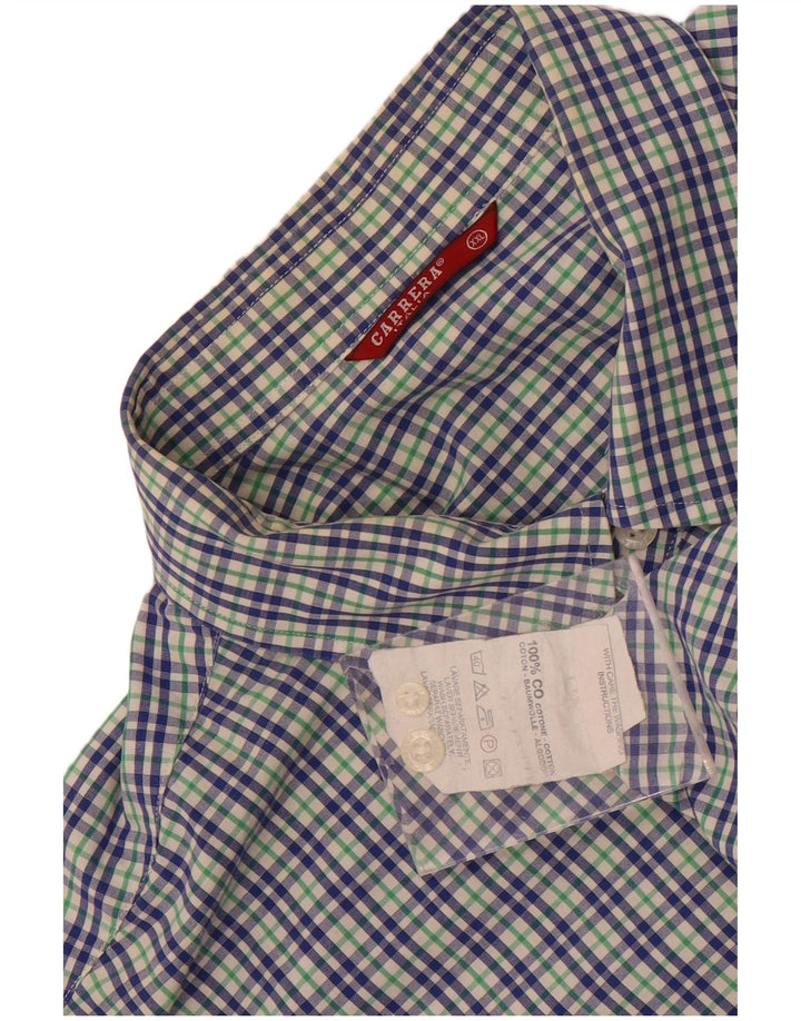 Carrera Mens Short Sleeve Shirt 2XL Blue Check Cotton