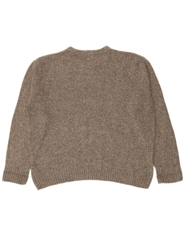 Marks & Spencer Mens Crew Neck Jumper Sweater XL Brown Flecked Acrylic