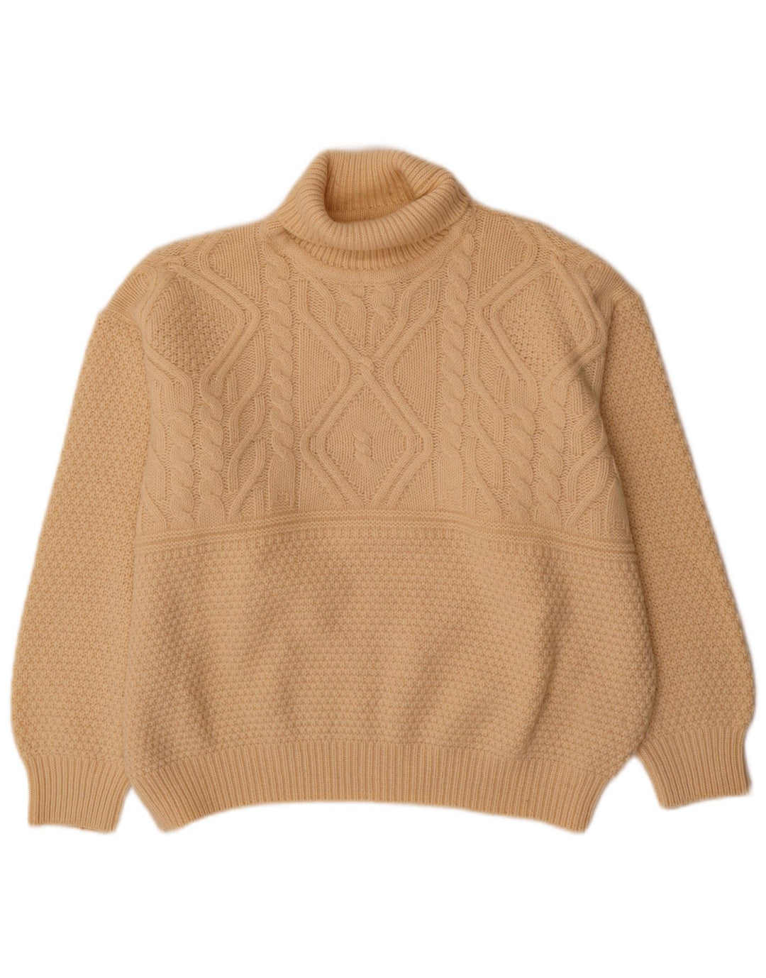 Vintage Womens Crop Oversized Roll Neck Jumper Sweater IT 50 XL Off White