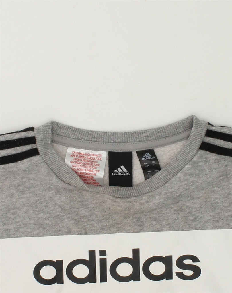 ADIDAS Boys Graphic Sweatshirt Jumper 2-3 Years Grey Cotton | Vintage Adidas | Thrift | Second-Hand Adidas | Used Clothing | Messina Hembry 