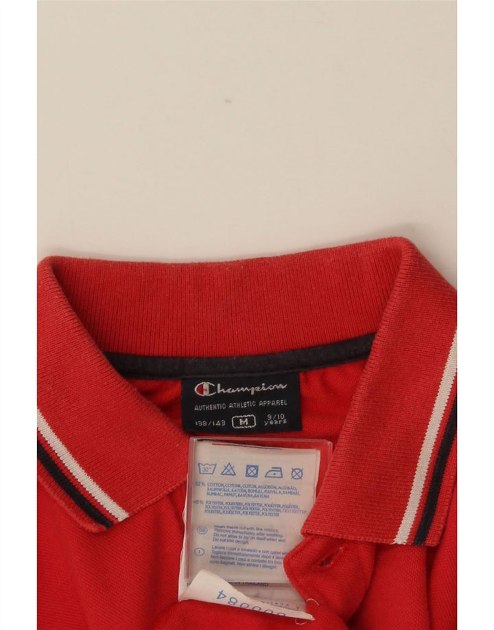CHAMPION Boys Polo Shirt 9-10 Years Medium Red Cotton