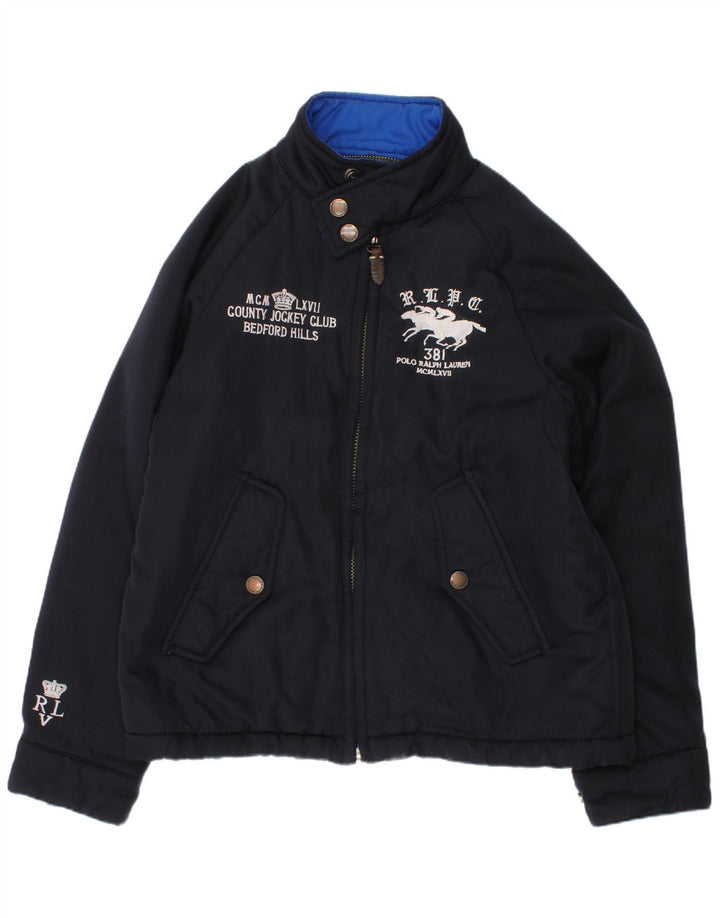 Polo Ralph Lauren Boys Graphic Harrington Jacket 7-8 Years Small Navy Blue