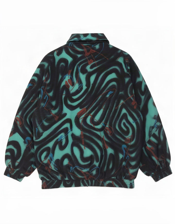 Vintage Womens Abstract Pattern Windbreaker Jacket UK 20 2XL Black