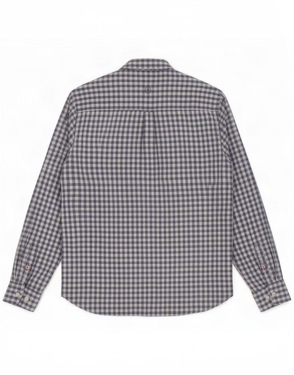 Fat Face Mens Shirt Large Blue Gingham Cotton
