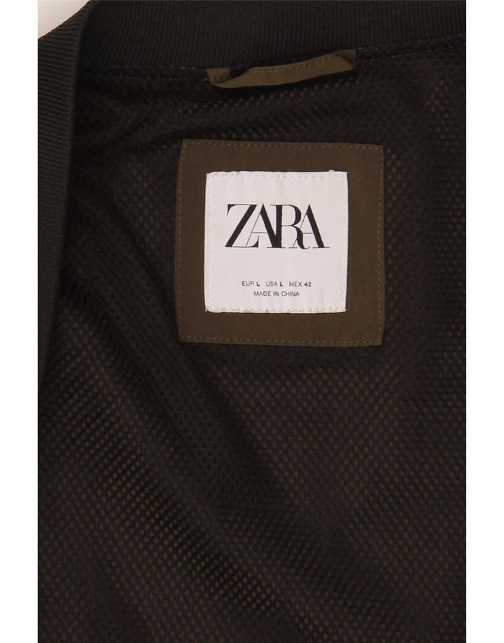 Zara Mens Bomber Jacket UK 40 Large Khaki