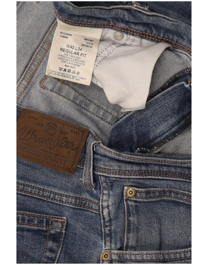 Wrangler Mens Regular Fit Straight Jeans W40 L34 Blue Cotton