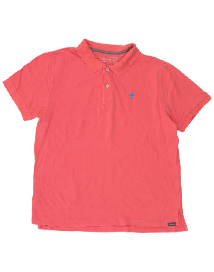 EDDIE BAUER Mens Polo Shirt Large Pink Cotton