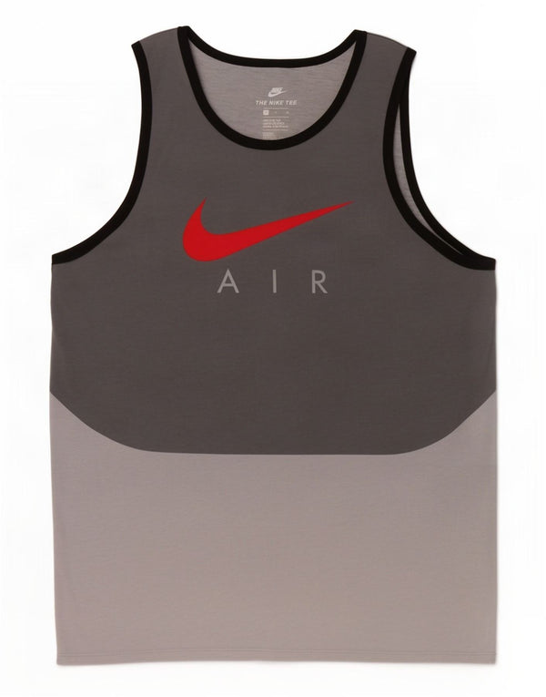 Nike Mens Athletic Cut Graphic Vest Top Medium Grey Colourblock Polyester