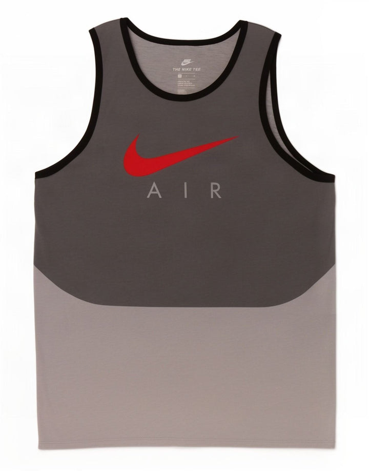 Nike Mens Athletic Cut Graphic Vest Top Medium Grey Colourblock Polyester