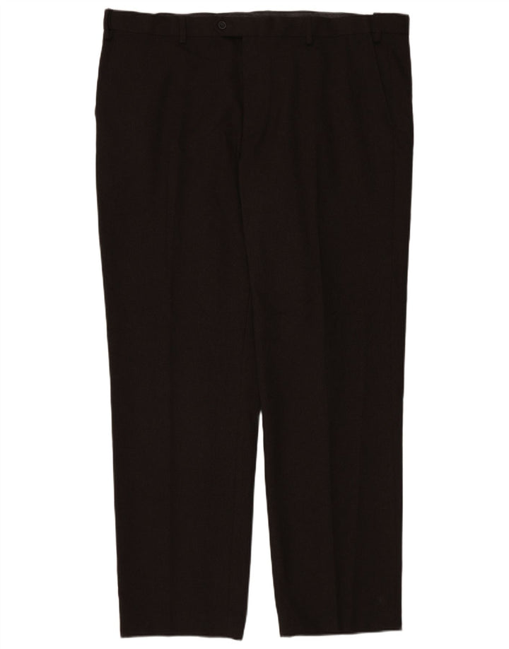 Marks & Spencer Mens Regular Fit Suit Trousers W44 L33 Brown Polyester