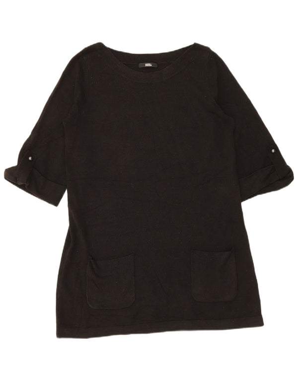 Marks & Spencer Womens 1/2 Sleeve Boat Neck Jumper Sweater UK 12 Medium Bla