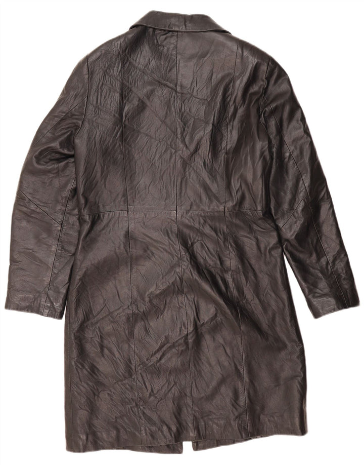 ANTICA PELLERIA Womens Leather Coat IT 46 Large Black Leather