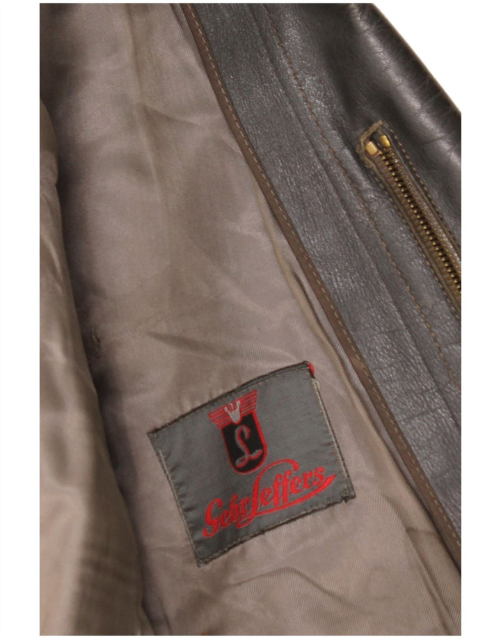 VINTAGE Womens Leather Jacket UK 14 Medium Black