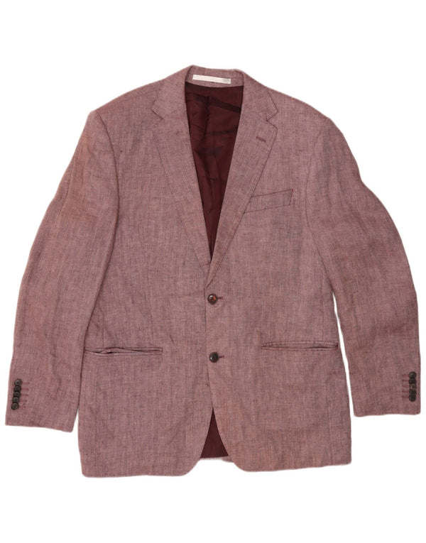 Marks & Spencer Mens 2 Button Blazer Jacket UK 40 Medium Pink Herringbone