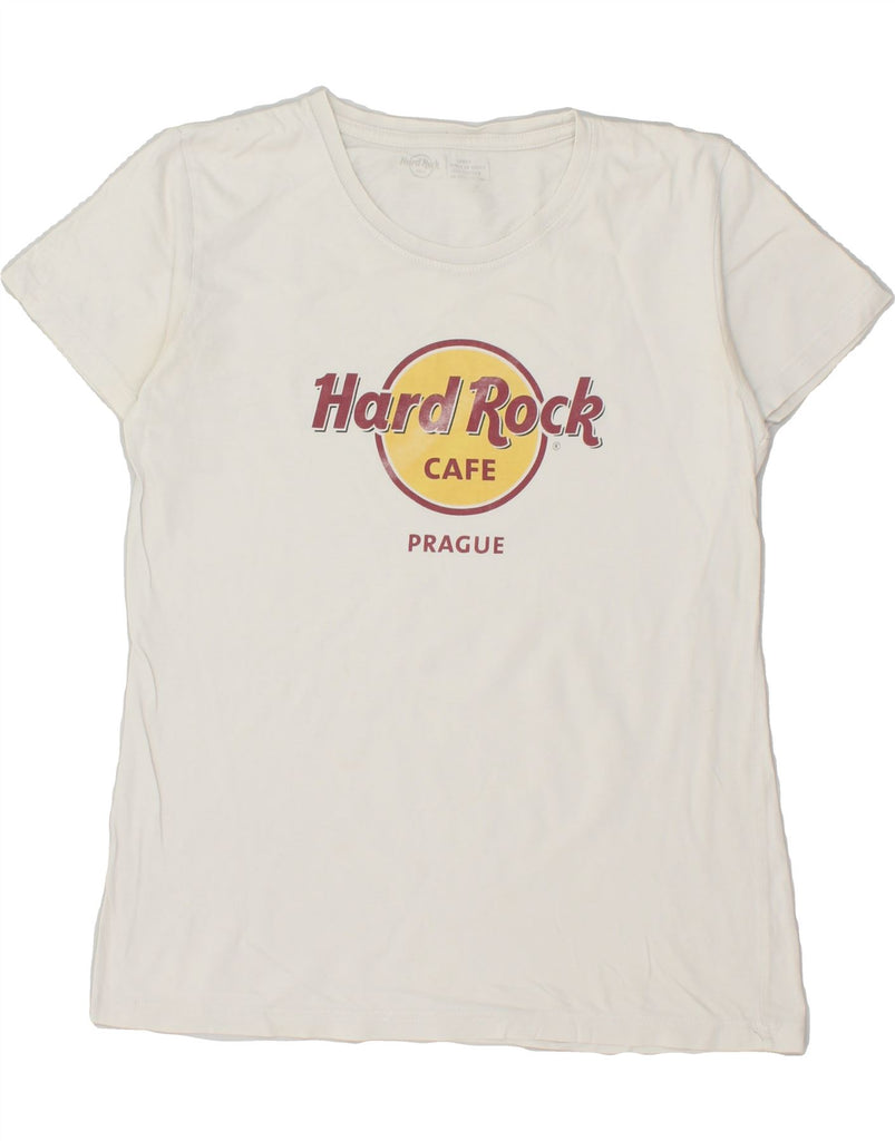 HARD ROCK CAFE Womens Prague Graphic T-Shirt Top UK 16 Large Off White | Vintage Hard Rock Cafe | Thrift | Second-Hand Hard Rock Cafe | Used Clothing | Messina Hembry 