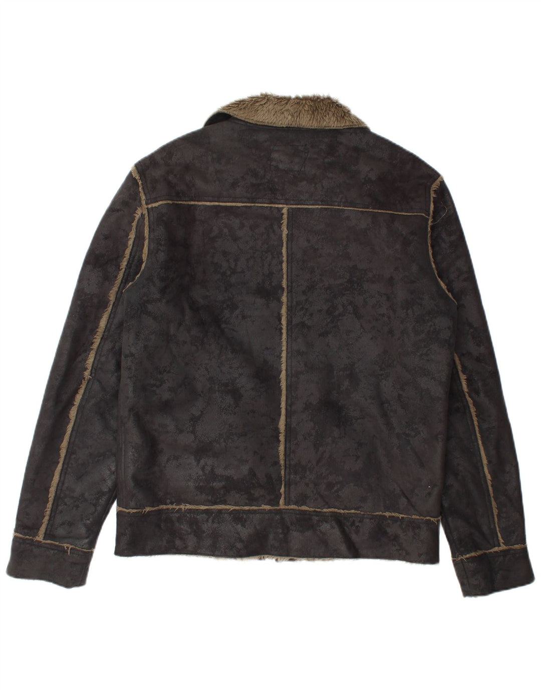 Rip Curl Mens Zip Sherpa Jacket UK 36 Small Black Tie Dye Polyester