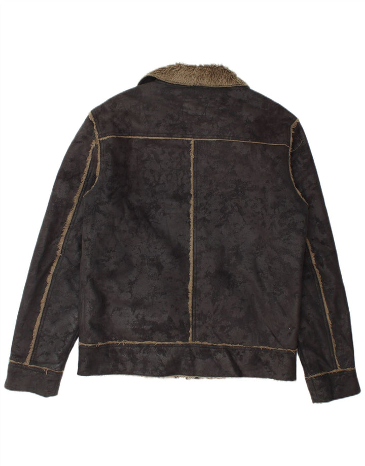 Rip Curl Mens Zip Sherpa Jacket UK 36 Small Black Tie Dye Polyester