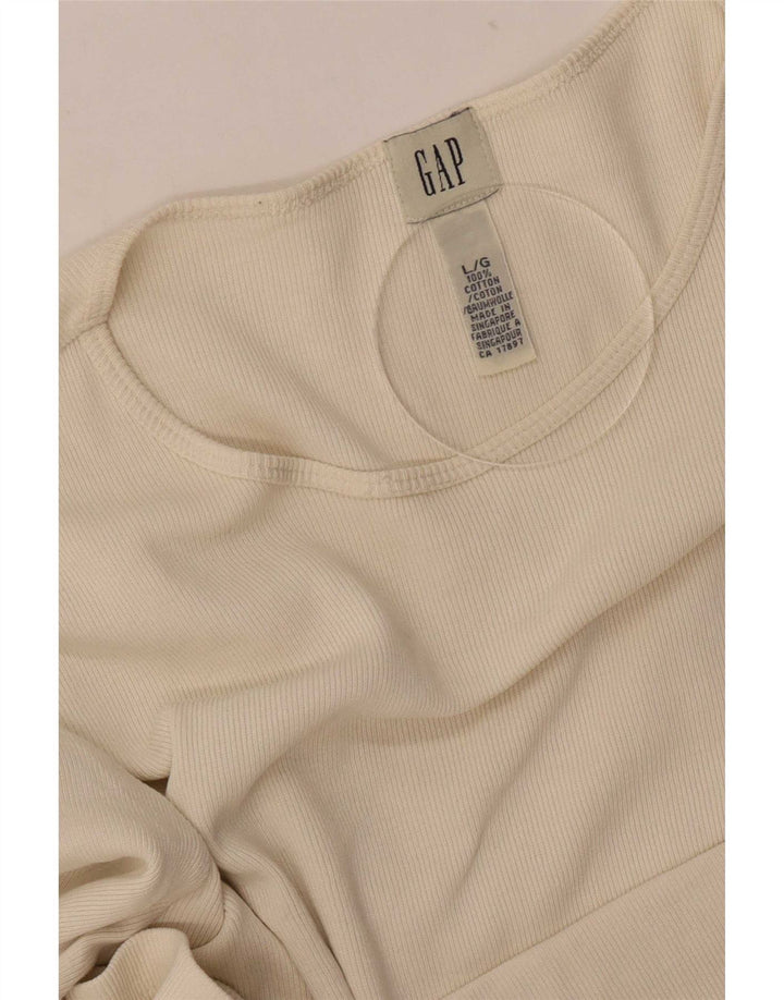 Gap Womens Top Long Sleeve UK 14 Large Off White Cotton