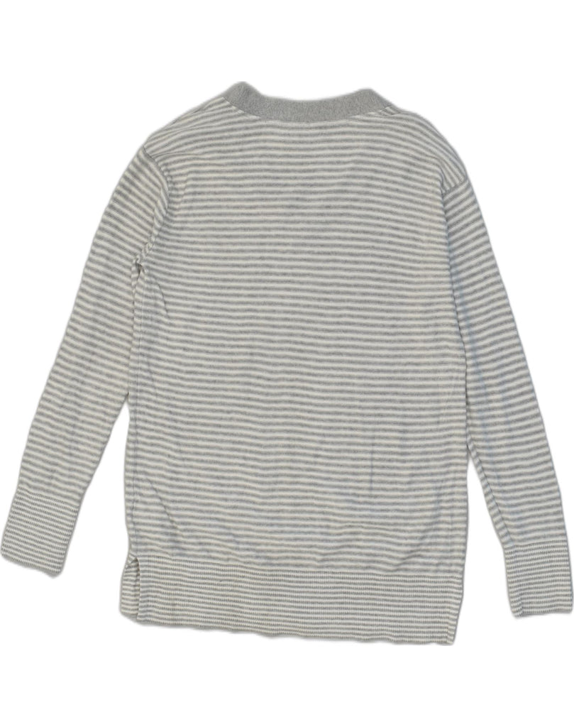 TOMMY HILFIGER Mens V-Neck Jumper Sweater Medium Grey Striped Cotton | Vintage Tommy Hilfiger | Thrift | Second-Hand Tommy Hilfiger | Used Clothing | Messina Hembry 