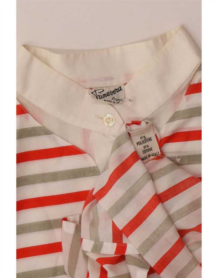 VINTAGE Womens Pullover Shirt UK 16 Large Multicoloured Striped Polyester