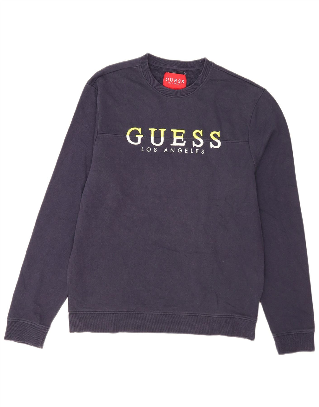 Guess Mens Graphic Sweatshirt Jumper Medium Navy Blue Cotton