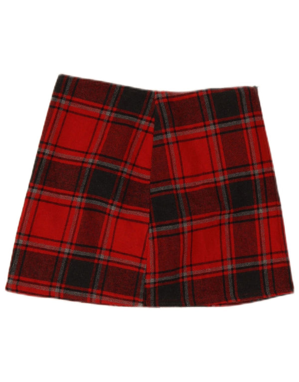 Susy Mix Womens Mini Skirt Medium W28 Red Plaid Acrylic