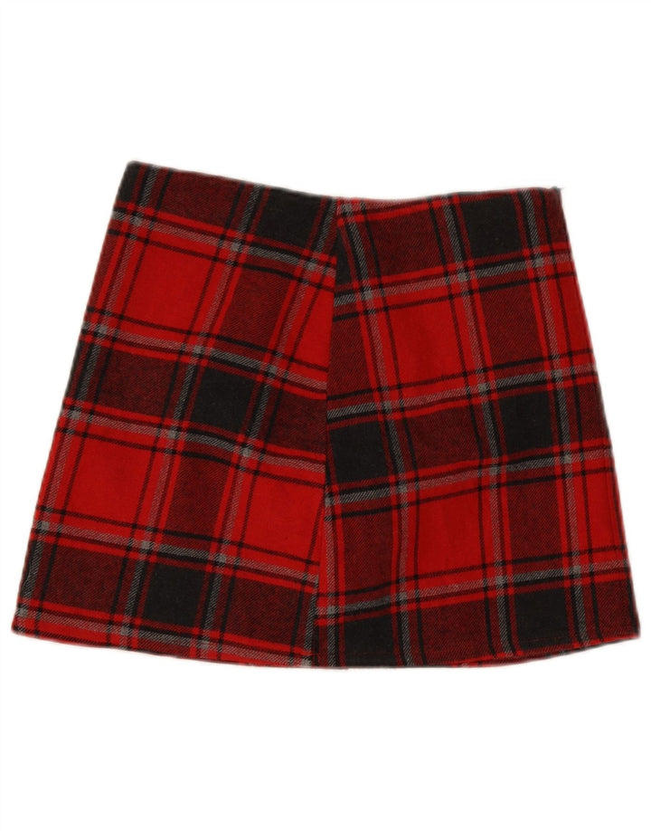 Susy Mix Womens Mini Skirt Medium W28 Red Plaid Acrylic