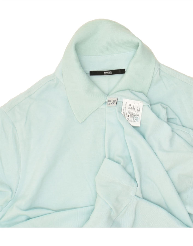 HUGO BOSS Womens 3/4 Sleeve Polo Shirt UK 10 Small Turquoise Cotton Vintage Hugo Boss and Second-Hand Hugo Boss from Messina Hembry 