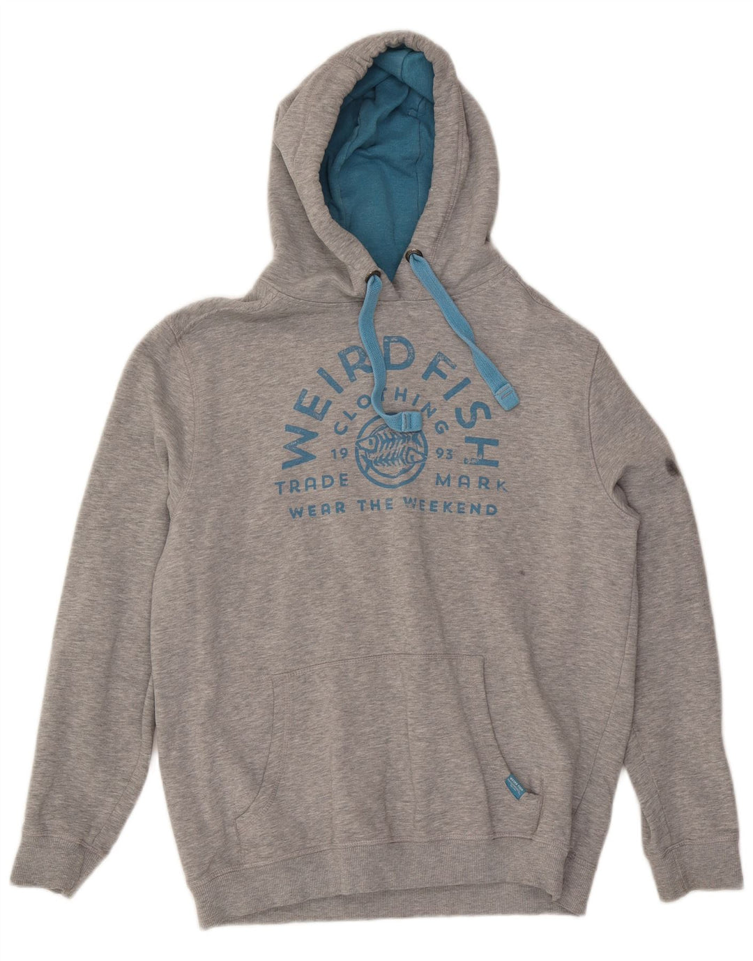 Weird Fish Mens Graphic Hoodie Jumper Large Grey Flecked