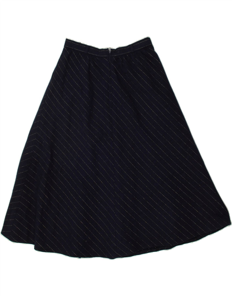 VINTAGE Womens A-Line Skirt EU 38 Medium W28  Navy Blue Striped Polyester | Vintage Vintage | Thrift | Second-Hand Vintage | Used Clothing | Messina Hembry 