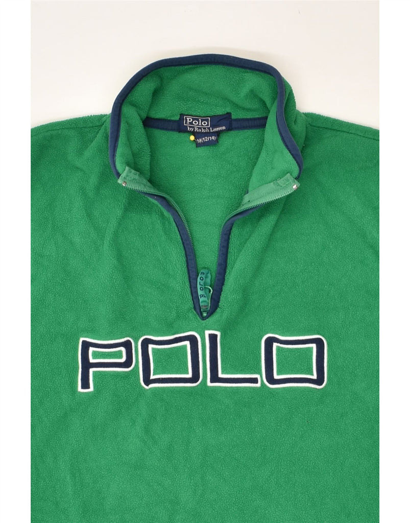 POLO RALPH LAUREN Boys Zip Neck Fleece Jumper 12-13 Years Medium Green | Vintage Polo Ralph Lauren | Thrift | Second-Hand Polo Ralph Lauren | Used Clothing | Messina Hembry 