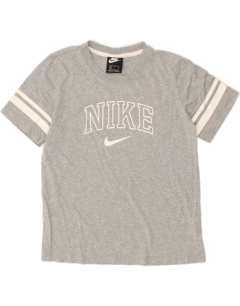 NIKE Womens Graphic T-Shirt Top UK 10 Small Grey Cotton | Vintage Nike | Thrift | Second-Hand Nike | Used Clothing | Messina Hembry 