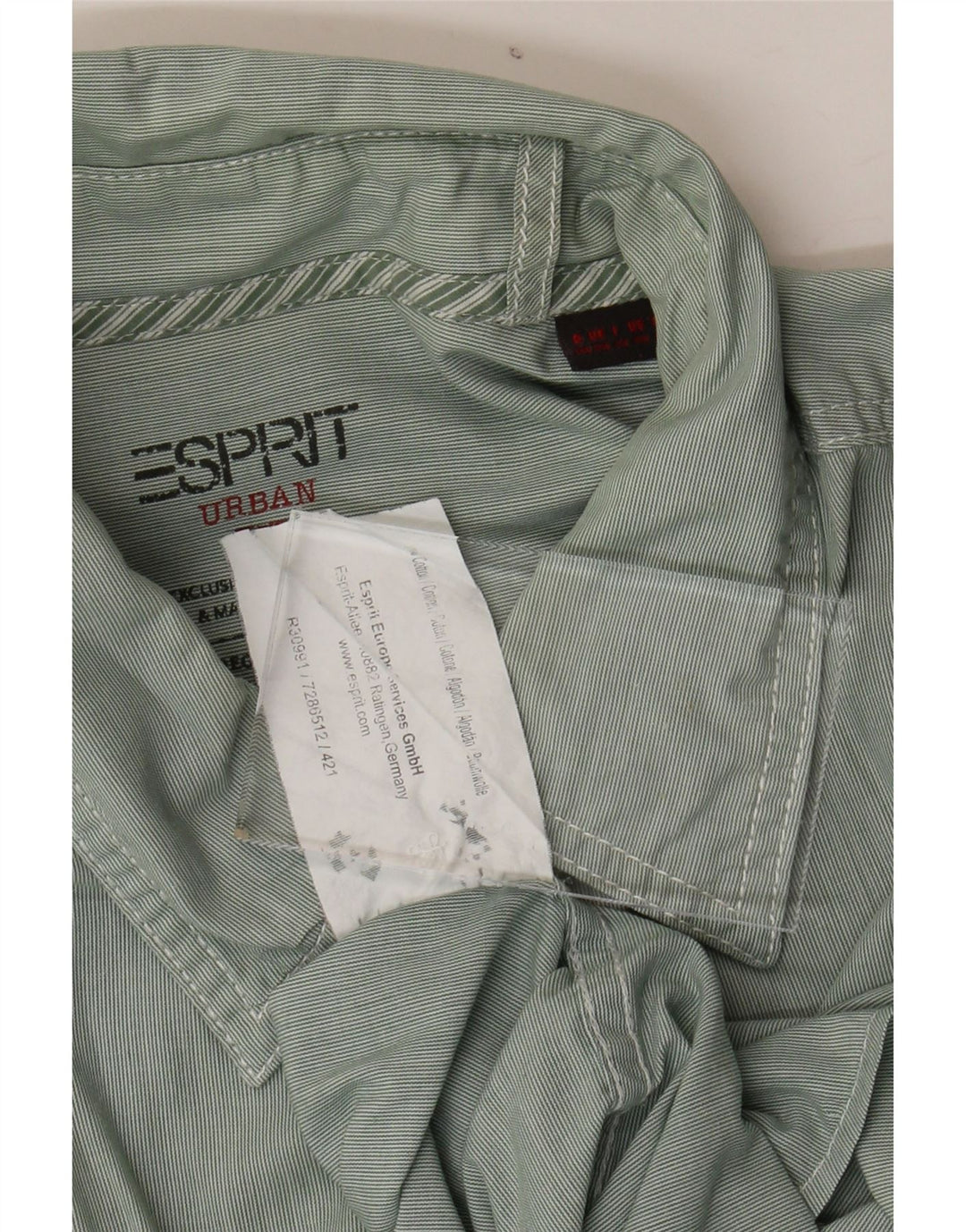 ESPRIT Mens Short Sleeve Shirt 2XL Green Pinstripe Cotton Vintage Esprit and Second-Hand Esprit from Messina Hembry 