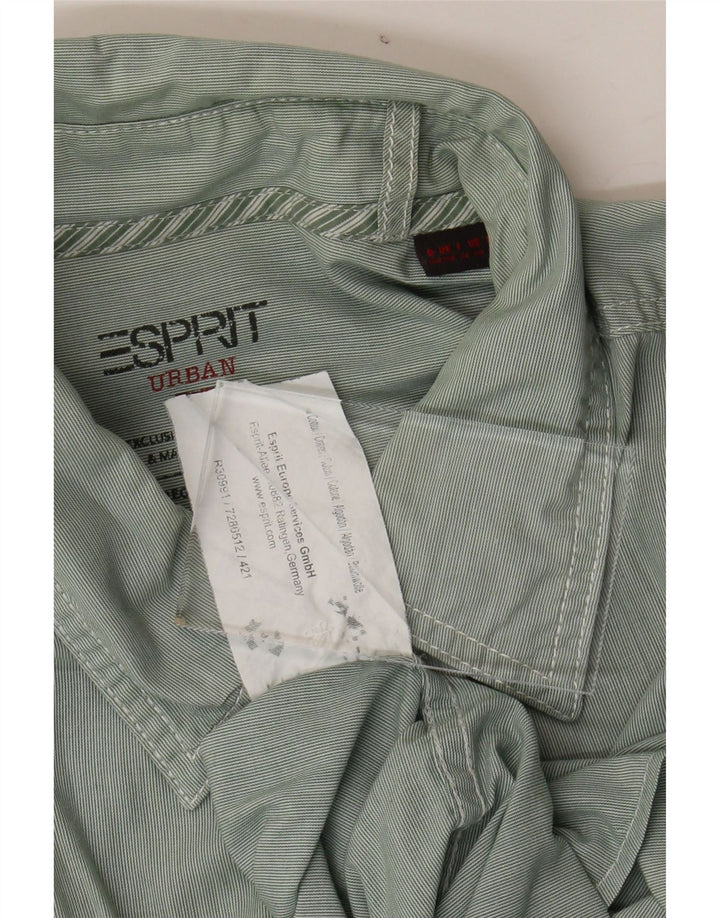 ESPRIT Mens Short Sleeve Shirt 2XL Green Pinstripe Cotton Vintage Esprit and Second-Hand Esprit from Messina Hembry 