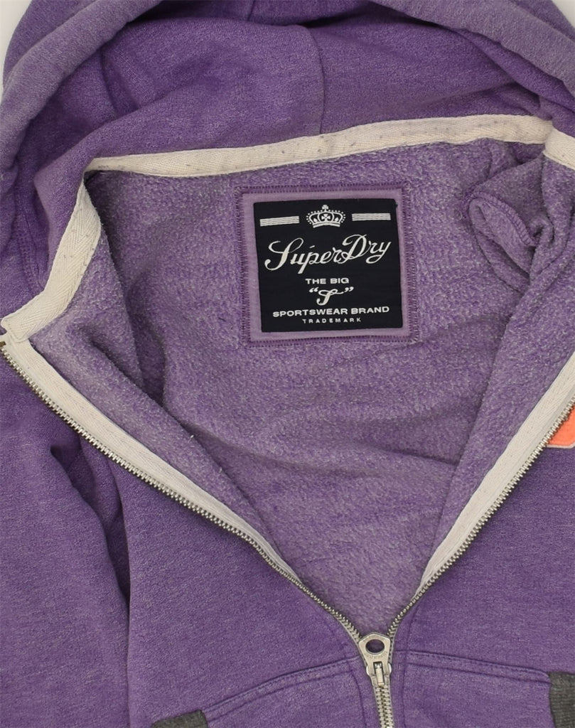 SUPERDRY Womens Big Graphic Zip Hoodie Sweater UK 10 Small Purple Cotton | Vintage Superdry | Thrift | Second-Hand Superdry | Used Clothing | Messina Hembry 