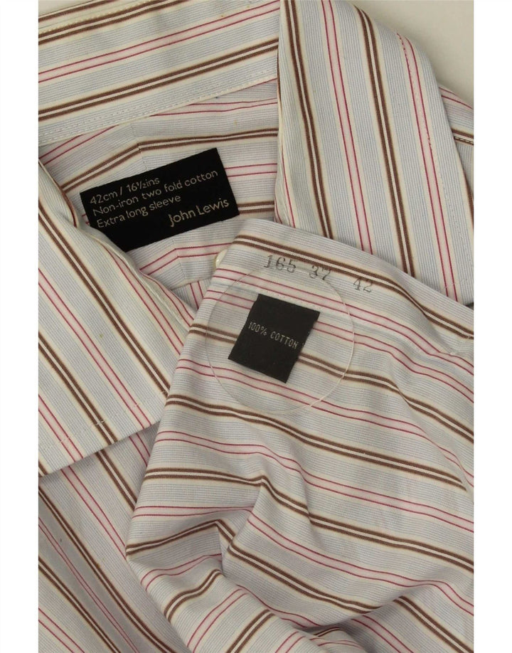 John Lewis Mens Shirt Size 42 16 1/2 Large White Striped Cotton