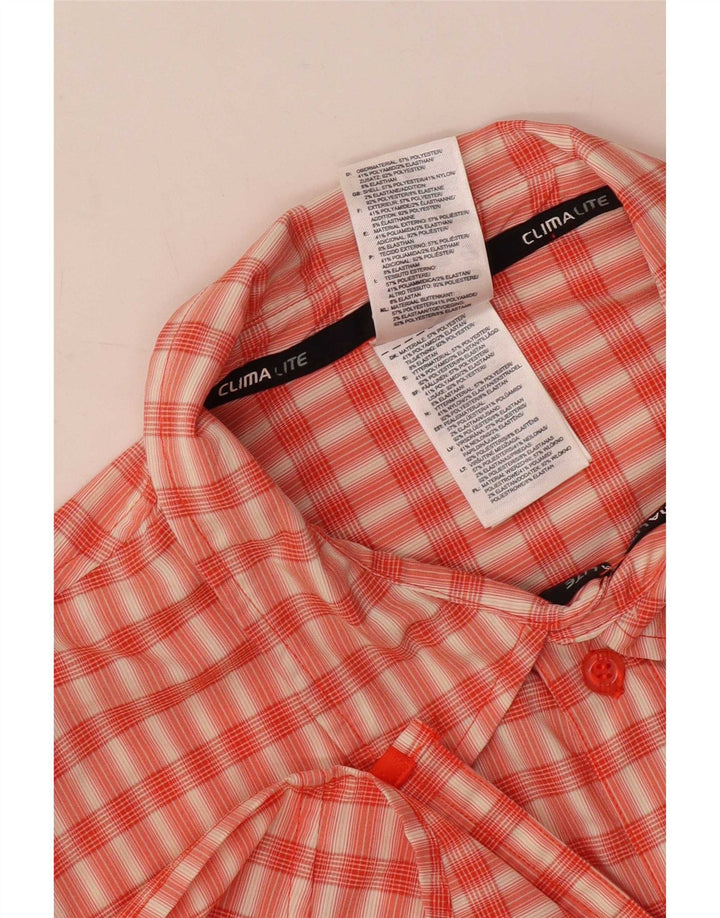 Adidas Mens Climalite Short Sleeve Shirt Large Orange Check Polyester