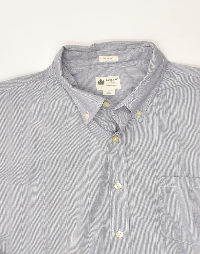 J. CREW Mens Tailored Fit Shirt Large Blue Pinstripe Cotton | Vintage J. Crew | Thrift | Second-Hand J. Crew | Used Clothing | Messina Hembry 