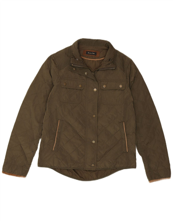 Massimo Dutti Womens Quilted Jacket EU 38 Medium Green Nylon