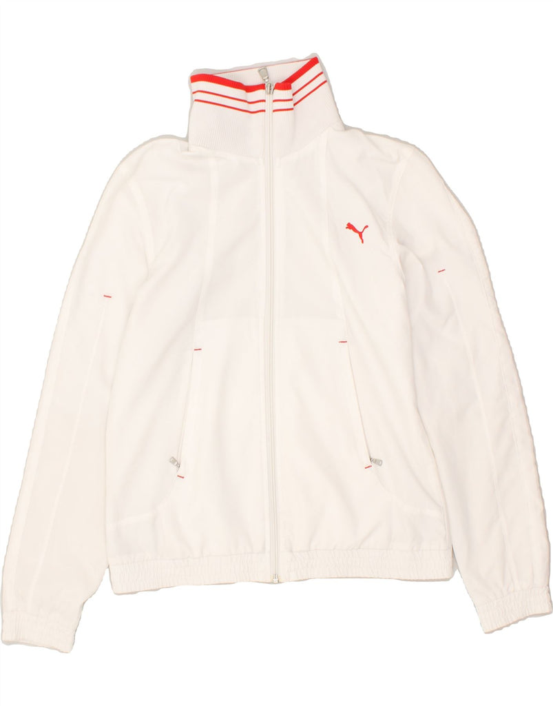 PUMA Womens Tracksuit Top Jacket UK 10 Small White | Vintage Puma | Thrift | Second-Hand Puma | Used Clothing | Messina Hembry 
