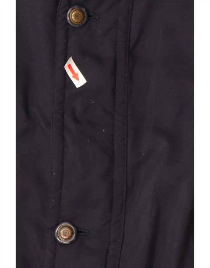 Vintage Mens Windbreaker Coat UK 38 Medium Navy Blue Colourblock Polyester