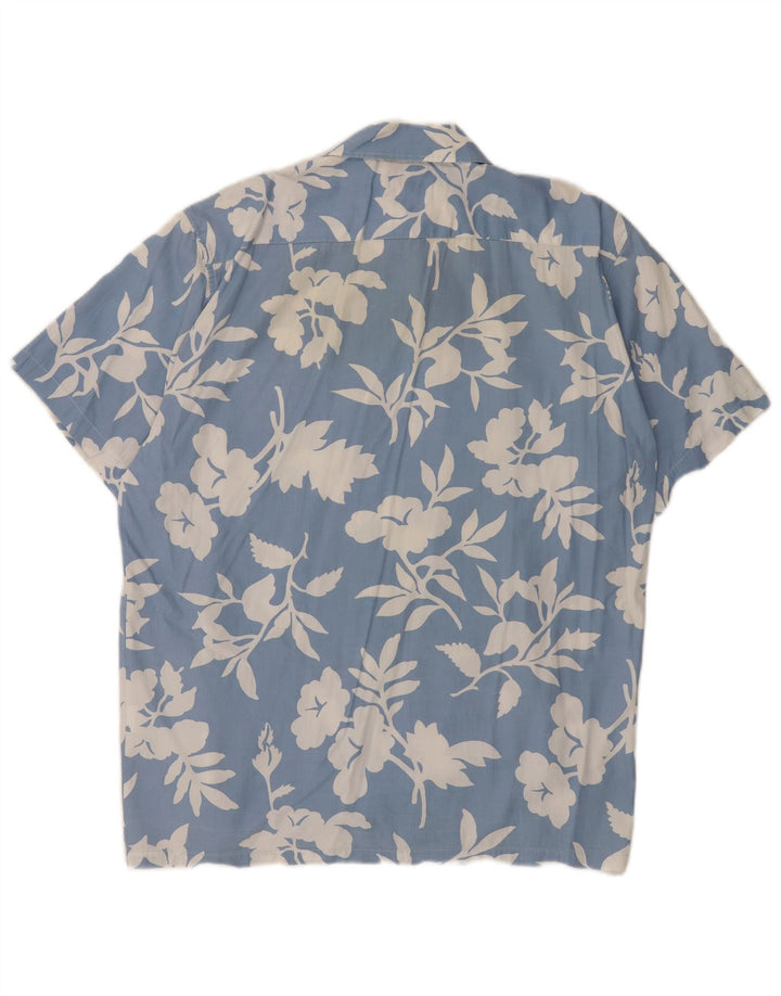 TIPO' S Mens Short Sleeve Shirt XL Blue Floral Cotton