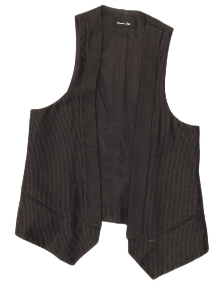 Massimo Dutti Womens OPEN Waistcoat EU 38 Medium Black Cotton